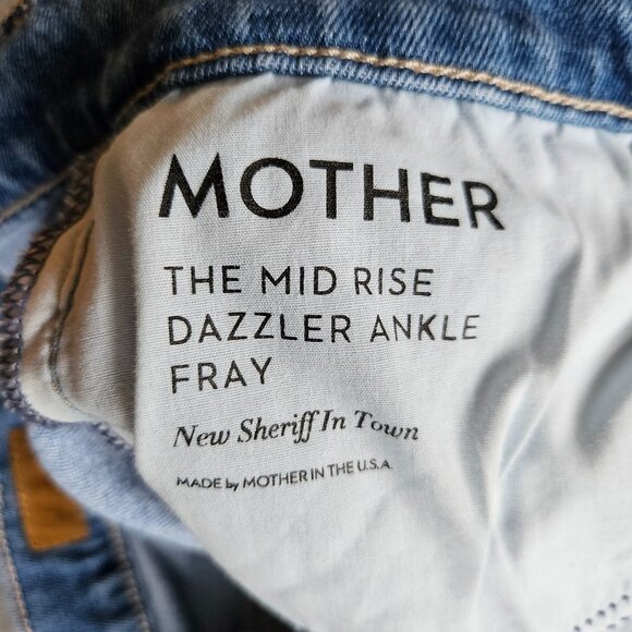 Mother Jeans Mid Rise Dazzler Ankle Fray Womens 30x27 Blue New Sheriff in Town - Picture 10 of 12